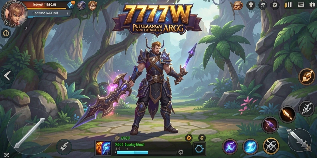 Tampilan gameplay aksi seru di dunia fantasi 7777W.