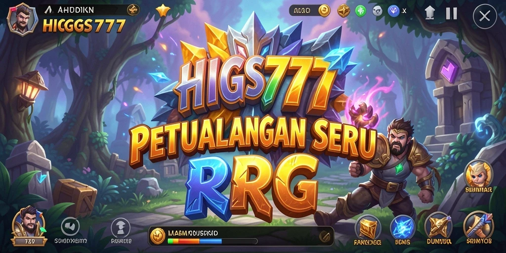 Tangkapan layar HIGGS777 menunjukkan pertempuran RPG yang mendebarkan di dunia yang indah.