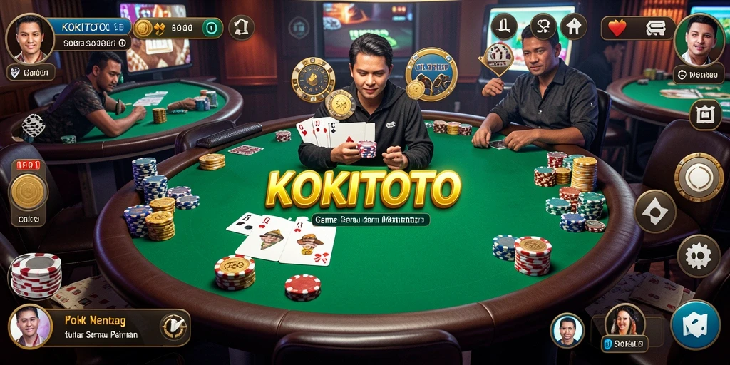 Tangkapan layar gameplay KOKITOTO menampilkan aksi seru permainan Poker.