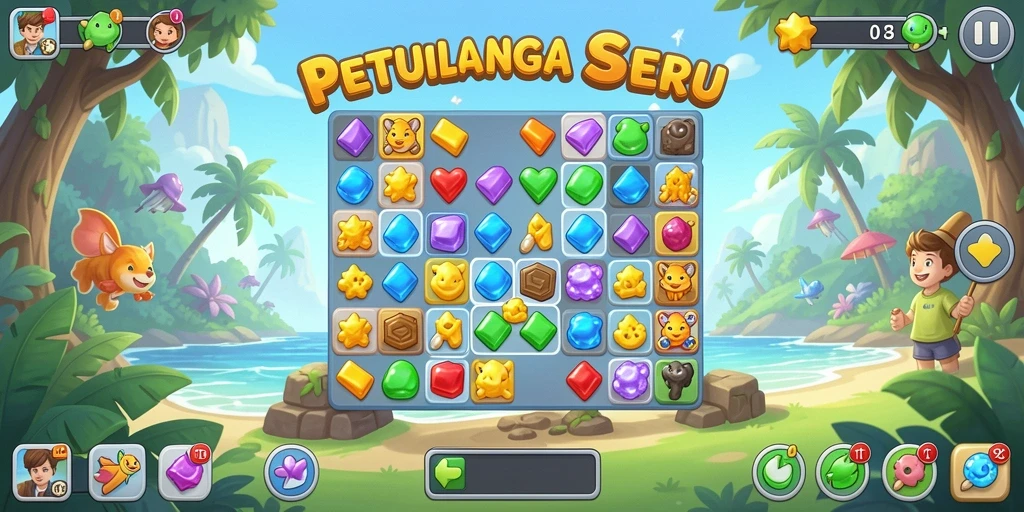 Tampilan gameplay MT777 yang menantang dalam genre Match-3.