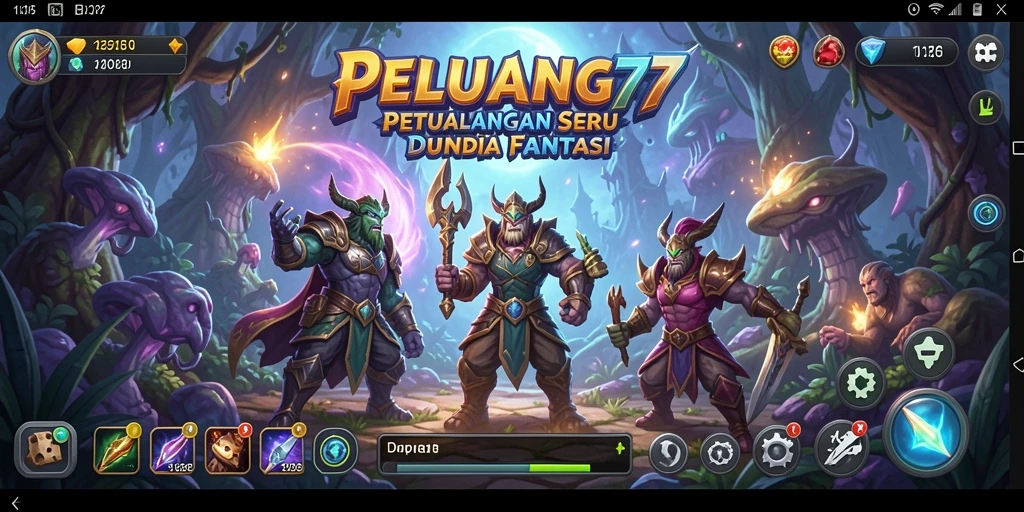 Tampilan gameplay PELUANG77 yang menampilkan pertarungan epik dan petualangan seru.