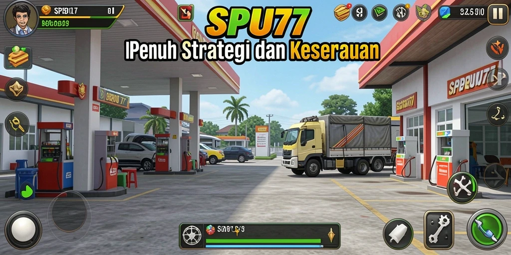 Tangkapan layar gameplay <strong>SPBU77</strong> menampilkan manajemen stasiun pengisian bahan bakar yang seru.